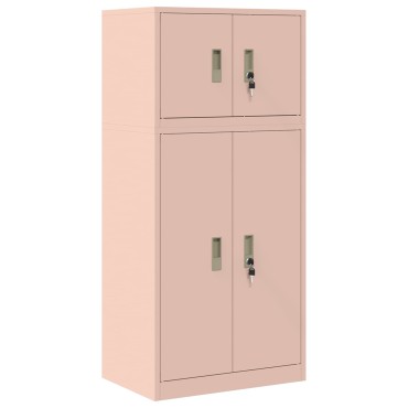 vidaXL Ντουλάπι αποθήκευσης 2 τεμ. Ροζ 60x40x130cm Ατσάλι
