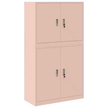 vidaXL Ντουλάπι αποθήκευσης 2 τεμ. Ροζ 90x40x160cm Ατσάλι