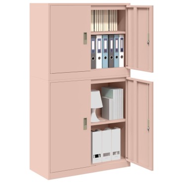 vidaXL Ντουλάπι αποθήκευσης 2 τεμ. Ροζ 90x40x160cm Ατσάλι