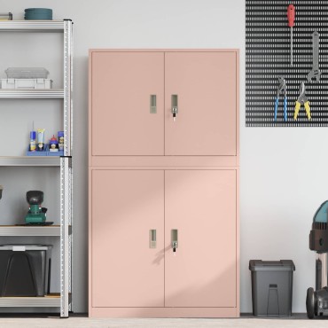 vidaXL Ντουλάπι αποθήκευσης 2 τεμ. Ροζ 90x40x160cm Ατσάλι
