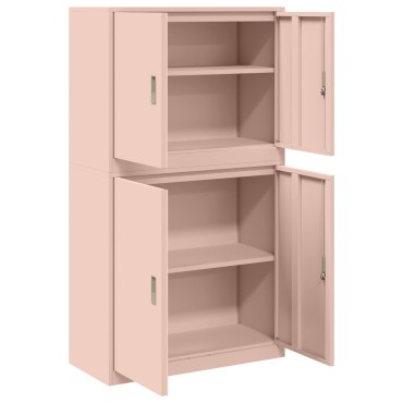 vidaXL Ντουλάπι αποθήκευσης 2 τεμ. Ροζ 90x40x160cm Ατσάλι