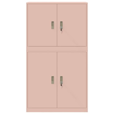 vidaXL Ντουλάπι αποθήκευσης 2 τεμ. Ροζ 90x40x160cm Ατσάλι