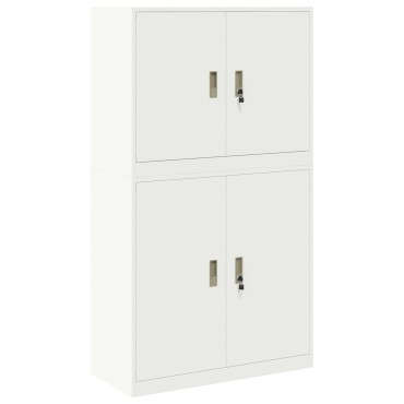vidaXL Ντουλάπι αποθήκευσης 2 τεμ. Λευκό 90x40x160cm Ατσάλι