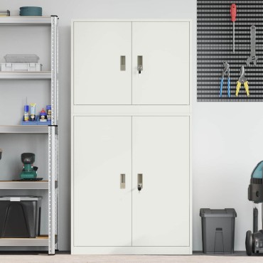 vidaXL Ντουλάπι αποθήκευσης 2 τεμ. Λευκό 90x40x175cm Ατσάλι