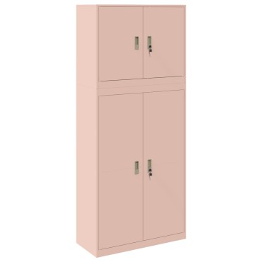 vidaXL Ντουλάπι αποθήκευσης 2 τεμ. Ροζ 90x40x210cm Ατσάλι