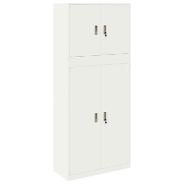 vidaXL Ντουλάπι αποθήκευσης 2 τεμ. Λευκό 90x40x210cm Ατσάλι