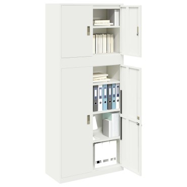 vidaXL Ντουλάπι αποθήκευσης 2 τεμ. Λευκό 90x40x210cm Ατσάλι