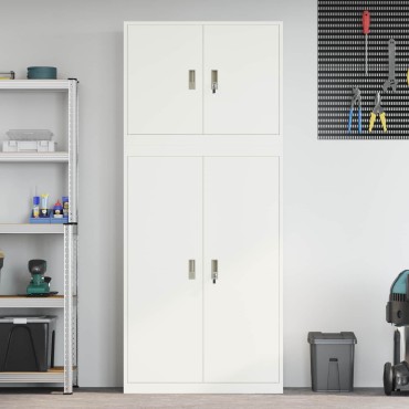 vidaXL Ντουλάπι αποθήκευσης 2 τεμ. Λευκό 90x40x210cm Ατσάλι