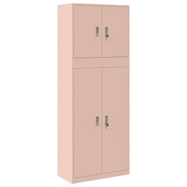 vidaXL Ντουλάπι αποθήκευσης 2 τεμ. Ροζ 80x40x210cm Ατσάλι