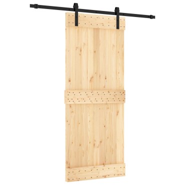 vidaXL Συρόμενη Πόρτα Φυσικό και Μαύρο 85x210cm