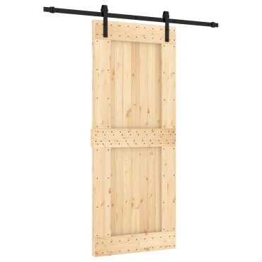 vidaXL Συρόμενη Πόρτα Φυσικό και Μαύρο 85x210cm