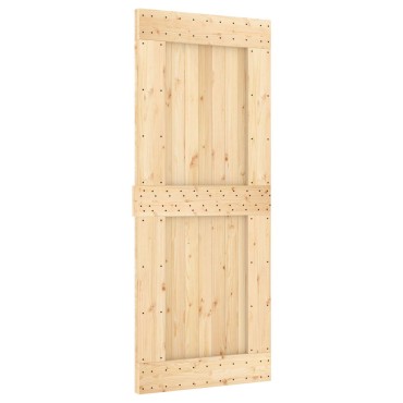 vidaXL Συρόμενη Πόρτα Φυσικό και Μαύρο 85x210cm