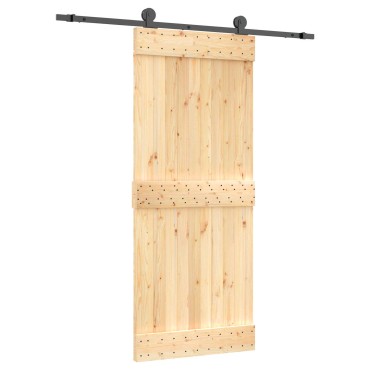 vidaXL Συρόμενη Πόρτα Φυσικό και Μαύρο 85x210cm