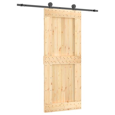 vidaXL Συρόμενη Πόρτα Φυσικό και Μαύρο 85x210cm