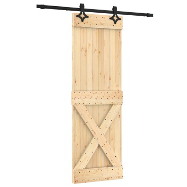 vidaXL Συρόμενη Πόρτα Φυσικό και Μαύρο 70x210cm