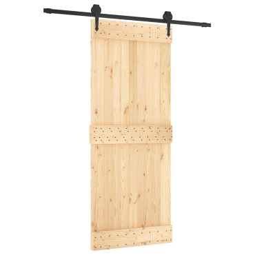 vidaXL Συρόμενη Πόρτα Φυσικό και Μαύρο 85x210cm