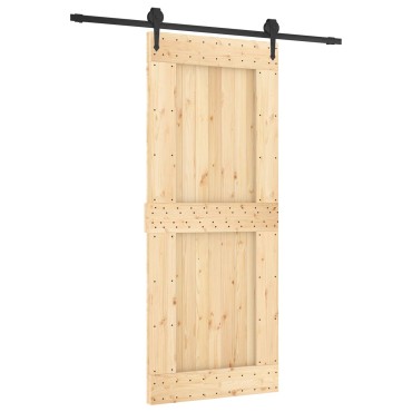 vidaXL Συρόμενη Πόρτα Φυσικό και Μαύρο 85x210cm