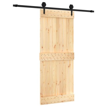 vidaXL Συρόμενη Πόρτα Φυσικό και Μαύρο 85x210cm
