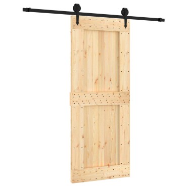 vidaXL Συρόμενη Πόρτα Φυσικό και Μαύρο 85x210cm