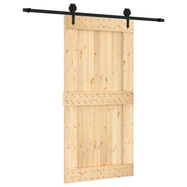 vidaXL Συρόμενη Πόρτα Φυσικό και Μαύρο 100x210cm