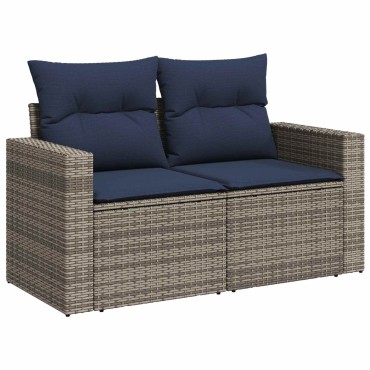 vidaXL Σετ Καναπέ 6 τεμ. Γκρι και Navy Blue Πολυ-ρακί και Χάλυβας 55x55x37cm