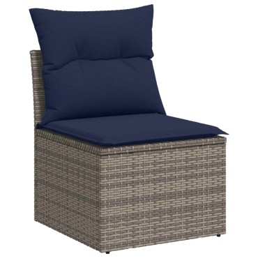 vidaXL Σετ Καναπέ 6 τεμ. Γκρι και Navy Blue Πολυ-ρακί και Χάλυβας 55x55x37cm