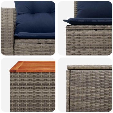 vidaXL Σετ Καναπέ 6 τεμ. Γκρι και Navy Blue Πολυ-ρακί και Χάλυβας 55x55x37cm