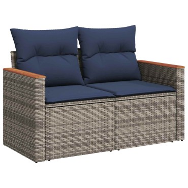 vidaXL Σετ Καναπέ 6 τμχ. Γκρι και Navy Blue Πολυ-ρακί και Χάλυβας