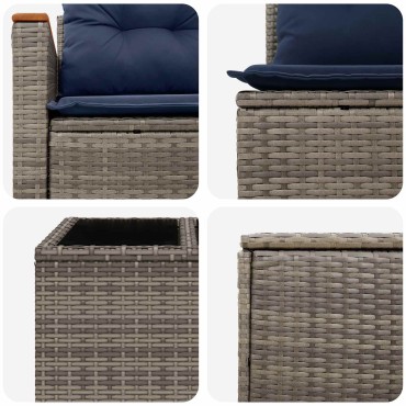 vidaXL Σετ Καναπέ 6 τμχ. Γκρι και Navy Blue Πολυ-ρακί και Χάλυβας