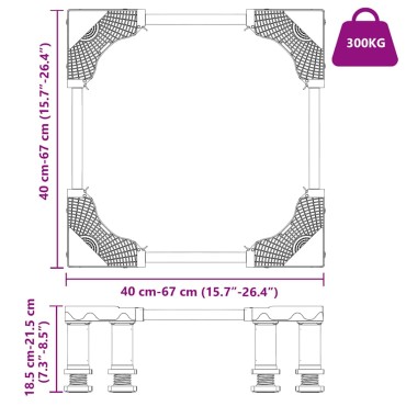 vidaXL Βάση πλυντηρίου ρούχων Γκρι 67 x 67 x 21,5 εκ Ανοξείδωτο ατσάλι