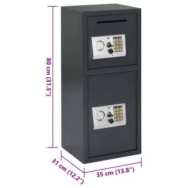 vidaXL Ψηφιακό Ασφαλές Σκούρο γκρι 35 x 31 x 80 εκ. Ατσάλι