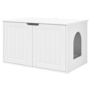 vidaXL Σπίτι Γάτας Λευκό 85 x 55 x 50,5 εκ Επεξεργασμένο Ξύλο