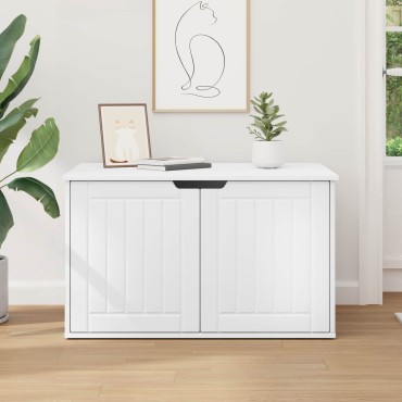 vidaXL Σπίτι Γάτας Λευκό 85 x 55 x 50,5 εκ Επεξεργασμένο Ξύλο