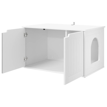 vidaXL Σπίτι Γάτας Λευκό 85 x 55 x 50,5 εκ Επεξεργασμένο Ξύλο