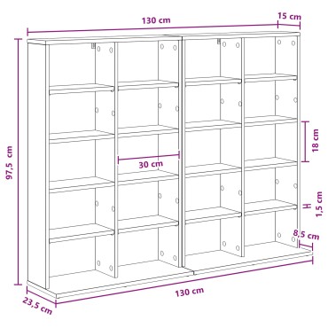 vidaXL Ντουλάπα CD 2 τεμ. Λευκό 65x23,5x97,5cm