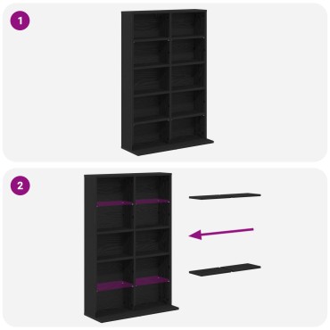 vidaXL Ντουλάπα CD Μαύρη Δρυς 65x23,5x97,5cm Επεξεργασμένο Ξύλο