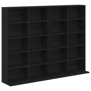 vidaXL Ντουλάπα CD 2 τεμ. Μαύρη Δρυς 65x23,5x97,5cm