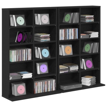 vidaXL Ντουλάπα CD 2 τεμ. Μαύρη Δρυς 65x23,5x97,5cm