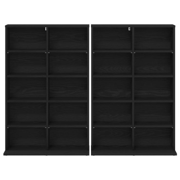 vidaXL Ντουλάπα CD 2 τεμ. Μαύρη Δρυς 65x23,5x97,5cm