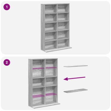 vidaXL Ντουλάπα CD Γκρι Sonoma 65x23,5x97,5cm Επεξεργασμένο Ξύλο