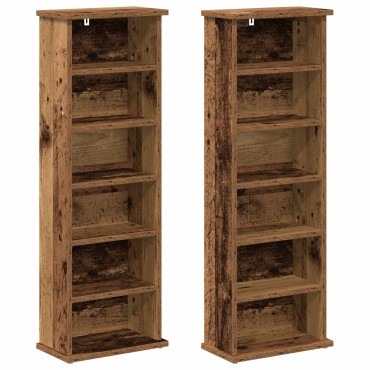vidaXL Ντουλάπα CD 2 τεμ. Παλαιωμένο ξύλο 60x17x92cm