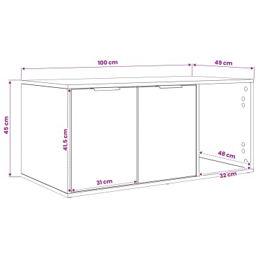 vidaXL Έπιπλο Κλουβί Γάτας Λευκό 100 x 49 x 45 εκ. Επεξεργασμένο Ξύλο