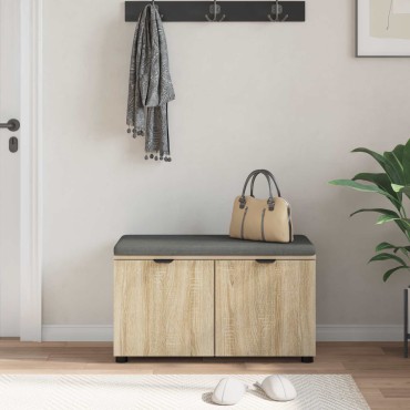 vidaXL Παγκάκι Χαλωρίου με μαξιλάρι Δρύς Sonoma 80x38x46 εκ 1 τεμ.