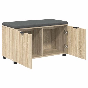 vidaXL Παγκάκι Χαλωρίου με μαξιλάρι Δρύς Sonoma 80x38x46 εκ 1 τεμ.
