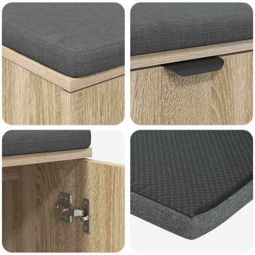 vidaXL Παγκάκι Χαλωρίου με μαξιλάρι Δρύς Sonoma 80x38x46 εκ 1 τεμ.