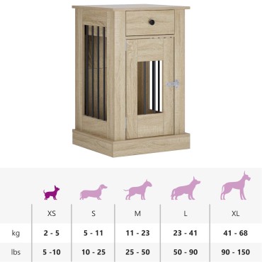 vidaXL Έπιπλο για κλουβί σκύλου Sonoma Δρυς 50 x 47,5 x 80 εκ.