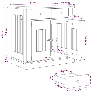 vidaXL Έπιπλο για κλουβί σκύλου Artisan Δρυς 80 x 47,5 x 80 εκ