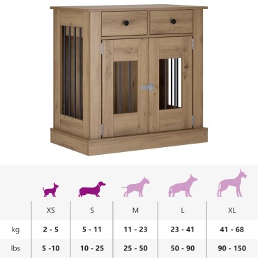 vidaXL Έπιπλο για κλουβί σκύλου Artisan Δρυς 80 x 47,5 x 80 εκ
