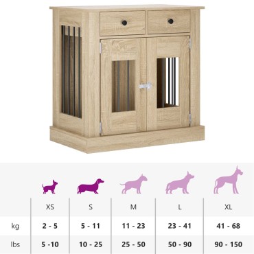 vidaXL Έπιπλο για κλουβί σκύλου Sonoma Δρυς 80 x 47,5 x 80 εκ