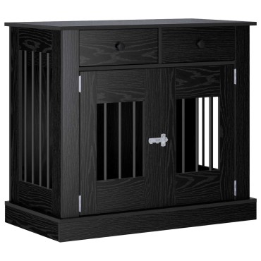 vidaXL Έπιπλο για κλουβί σκύλου Μαύρη Δρυς 90 x 47,5 x 80 εκ